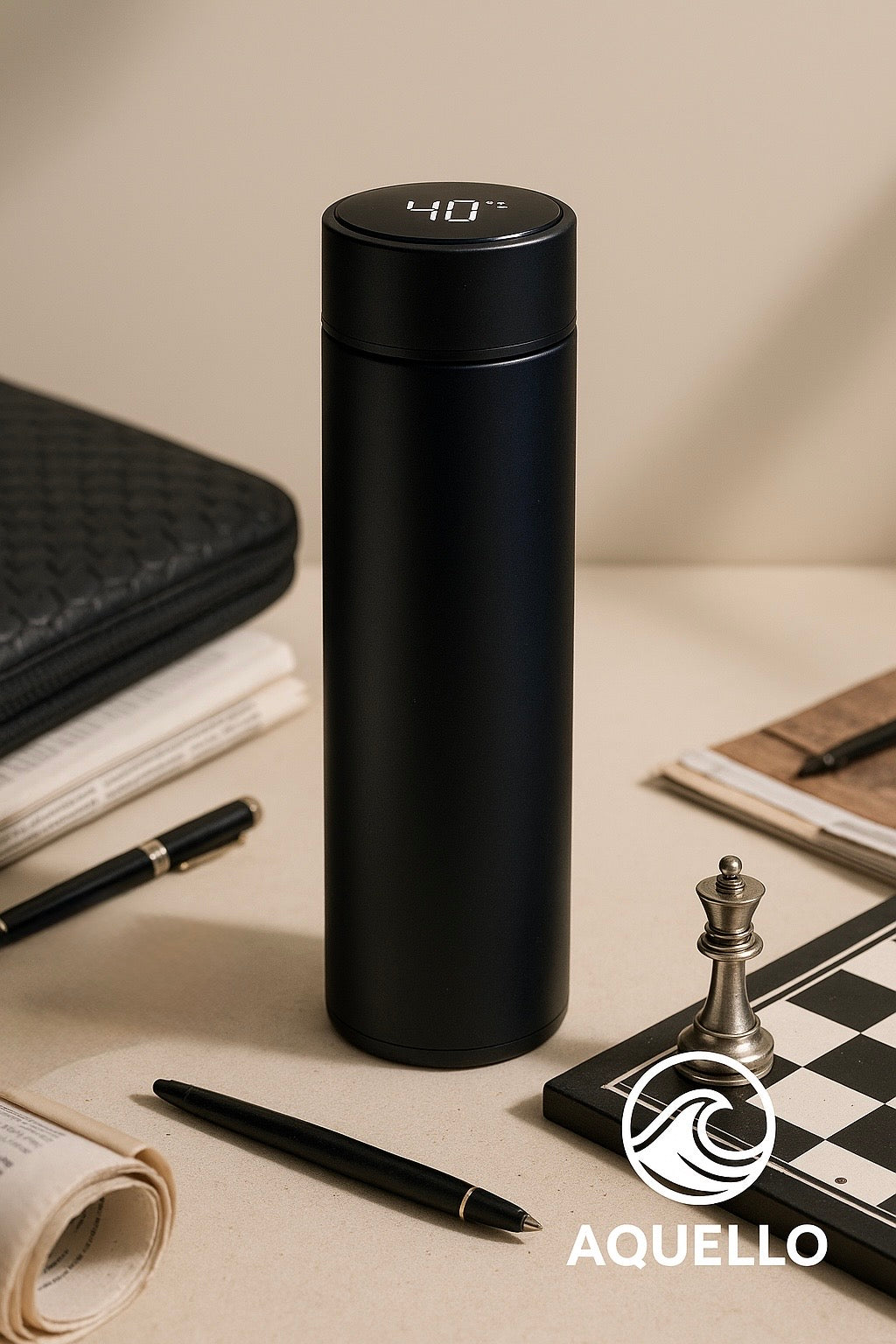 Gourde isotherme intelligente Affichage de température -acier inoxydable - 500 ml - Noire