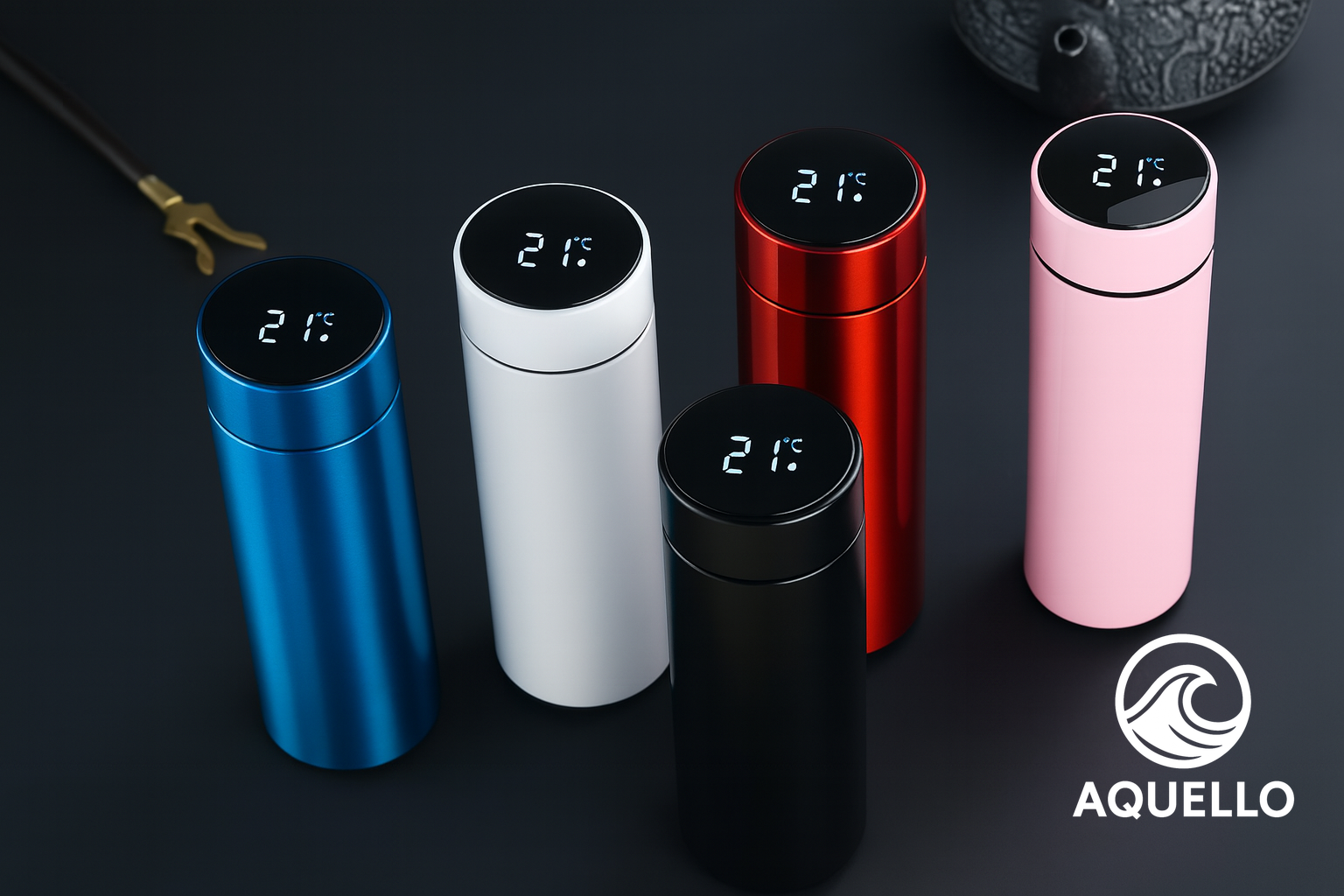 Gourde isotherme intelligente Affichage de température -acier inoxydable - 500 ml - Noire