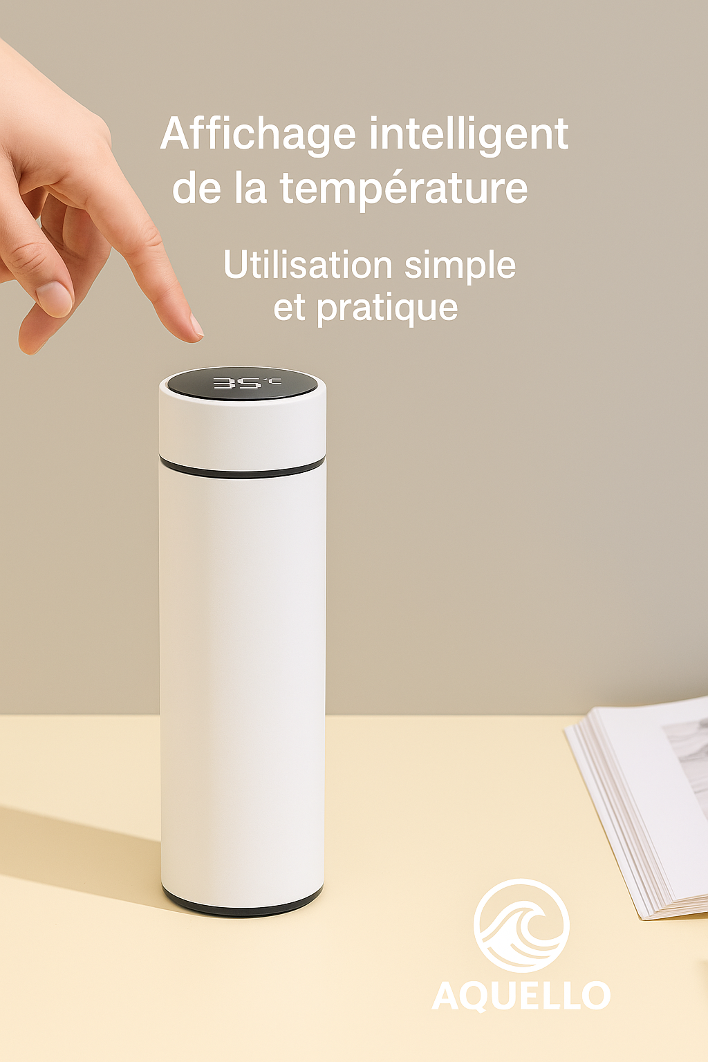 Gourde isotherme intelligente Affichage de température -acier inoxydable - 500 ml - Noire