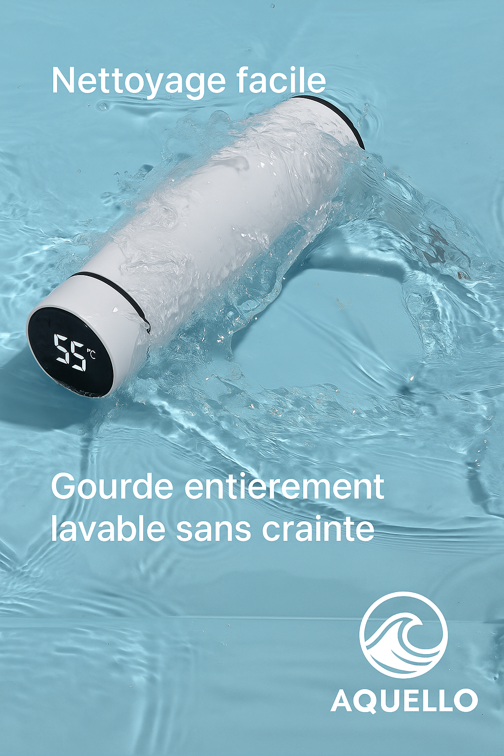 Gourde isotherme intelligente Affichage de température -acier inoxydable - 500 ml - Noire