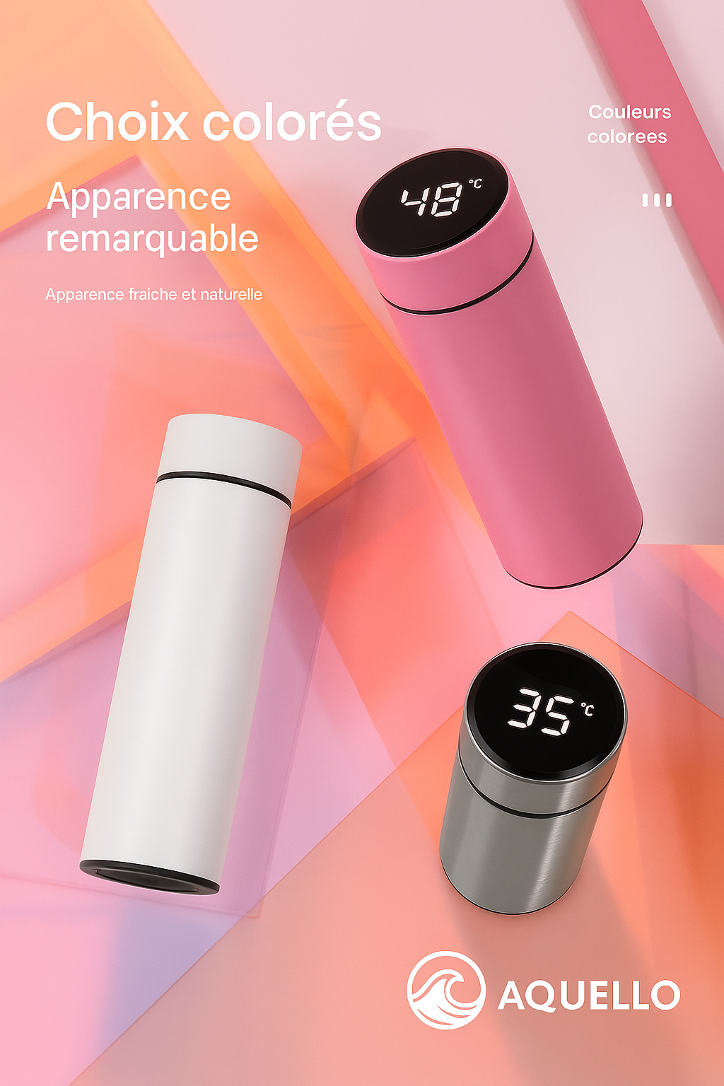 Gourde isotherme intelligente Affichage de température -acier inoxydable - 500 ml - Noire