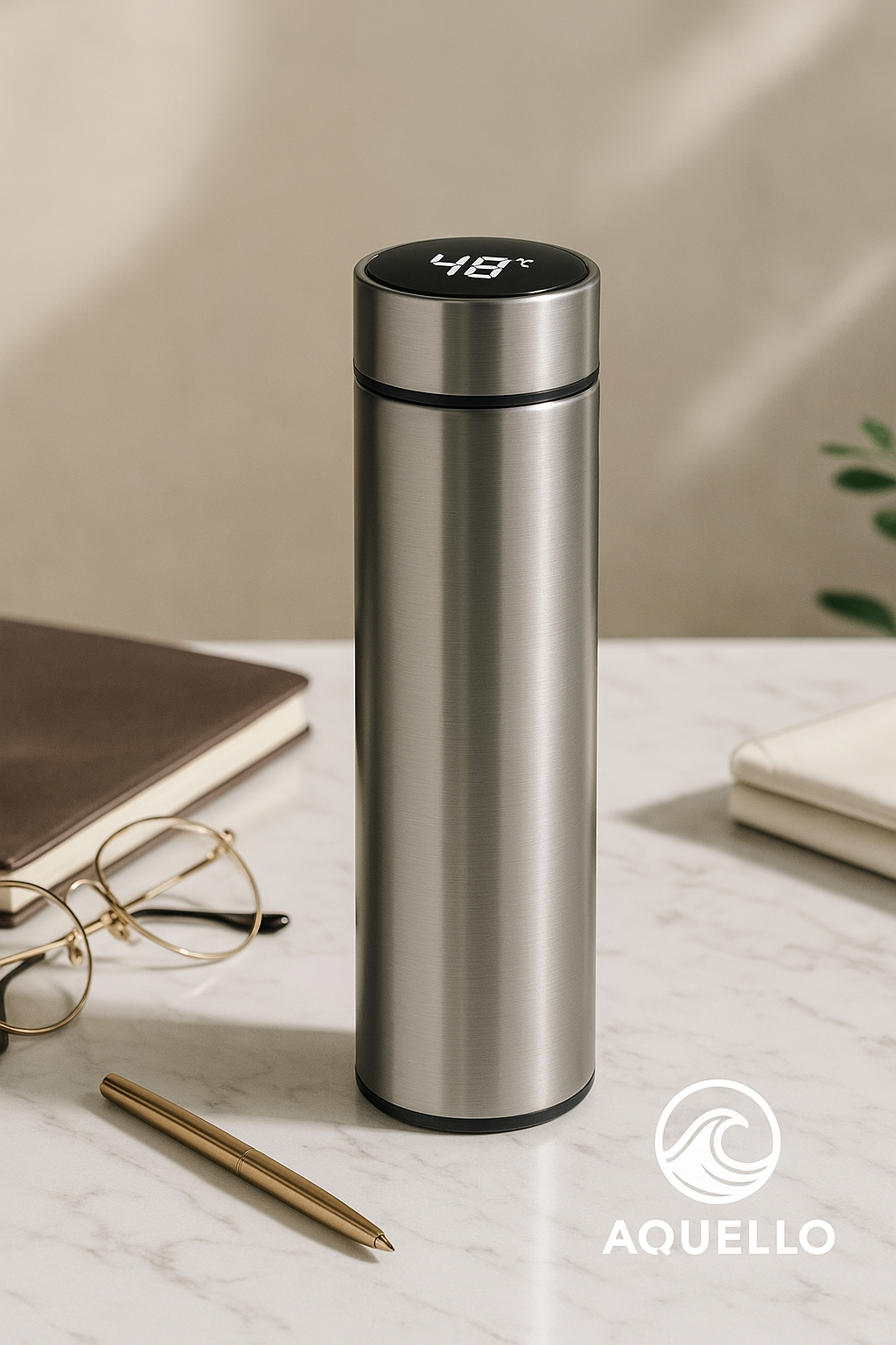 Gourde isotherme intelligente Affichage de température -  acier inoxydable- 500 ml - Argentée