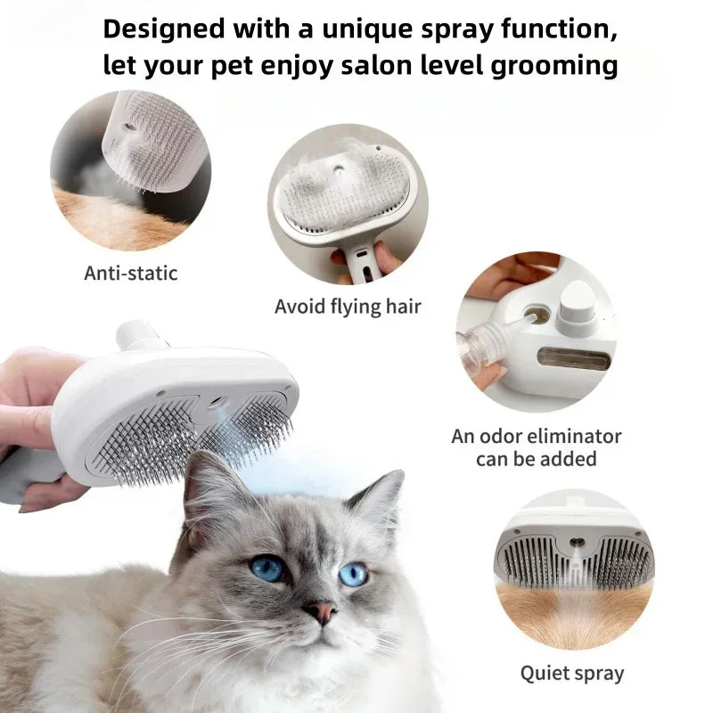 Peigne de toilettage électrique amélioré pour animaux de compagnie, épilation flottante à la vapeur, brosse de nettoyage à vapeur, accessoires de style pour chiens et chats