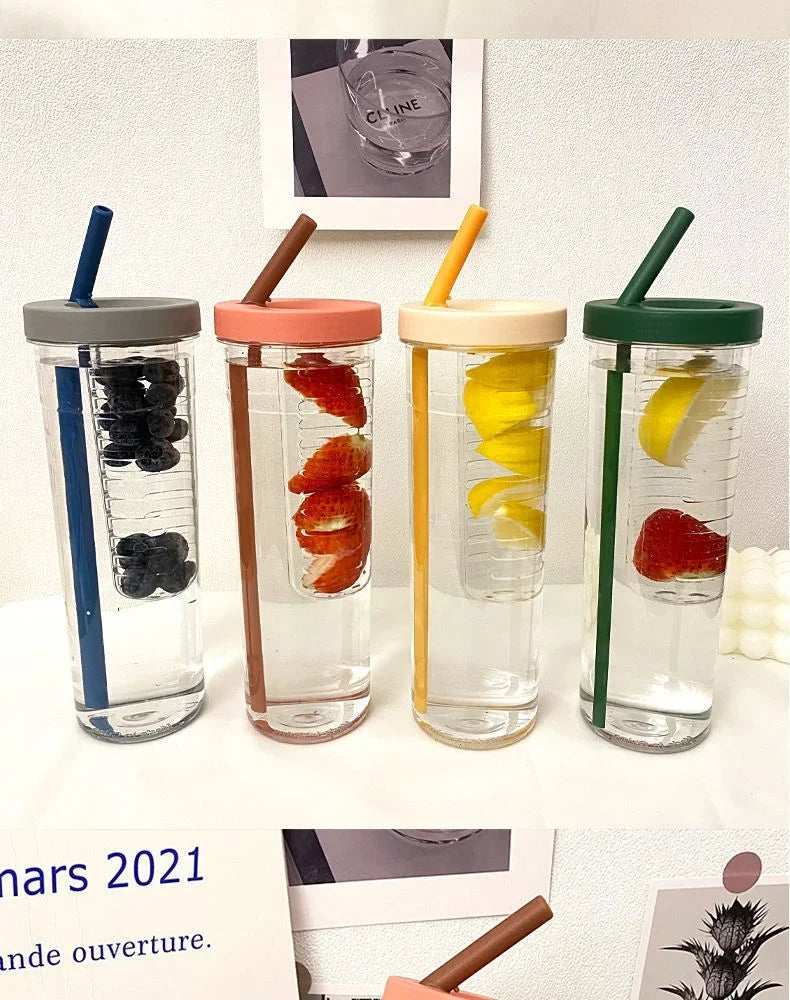 Bouteille avec diffuseur intégré - Gourde avec diffuseur intégré Bleue- 500 ml