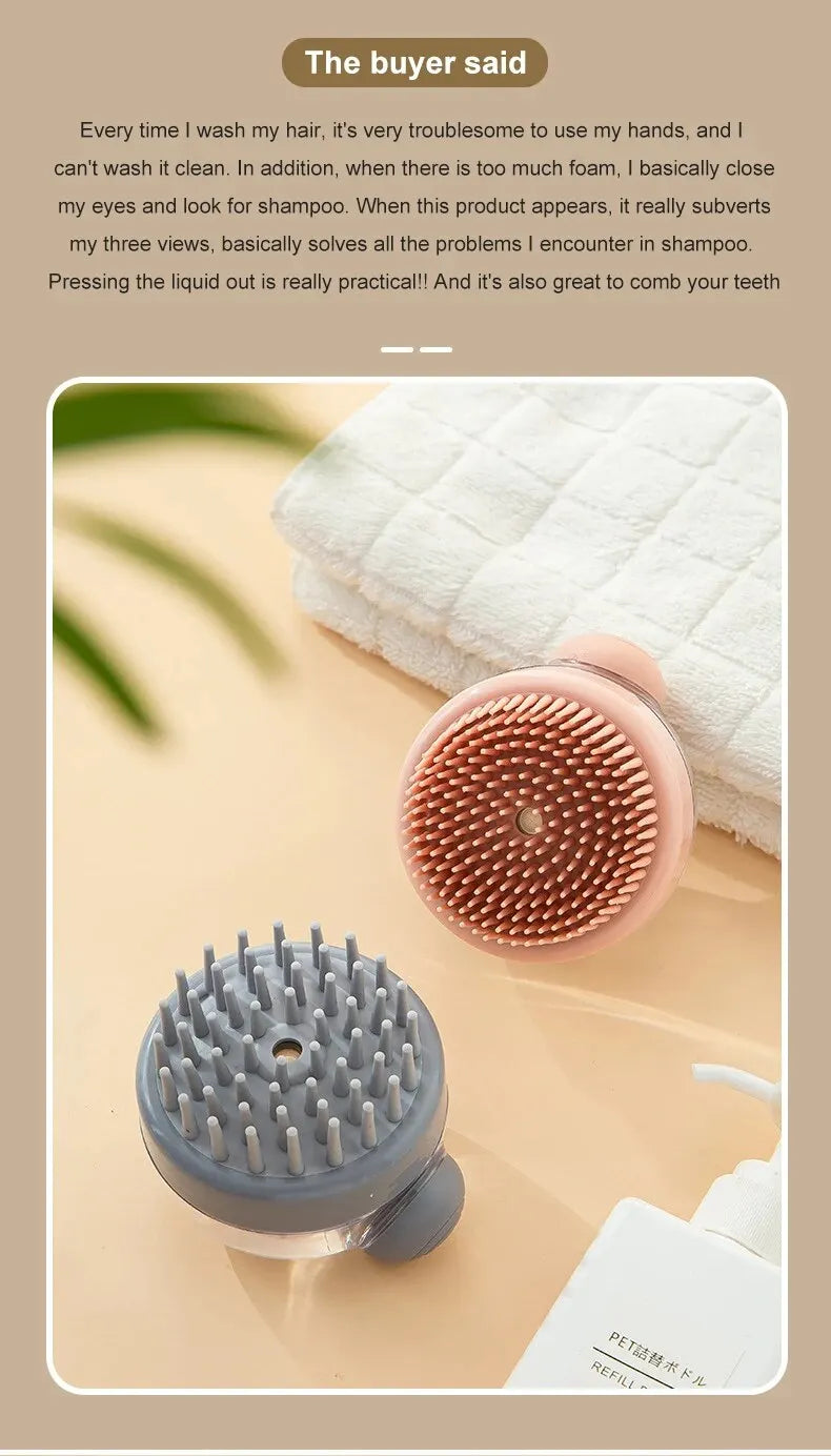 Brosse de bain en silicone souple pour animaux de compagnie avec distributeur de shampoing, massage doux pour le toilettage, les livres, la fourrure et les cheveux, 1PC