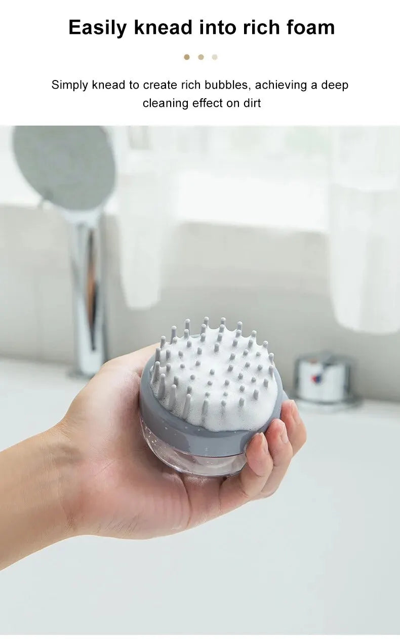 Brosse de bain en silicone souple pour animaux de compagnie avec distributeur de shampoing, massage doux pour le toilettage, les livres, la fourrure et les cheveux, 1PC