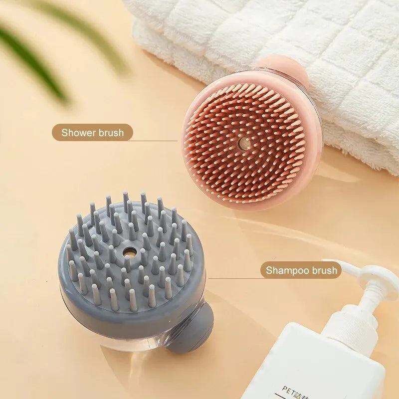 Brosse de bain en silicone souple pour animaux de compagnie avec distributeur de shampoing, massage doux pour le toilettage, les livres, la fourrure et les cheveux, 1PC