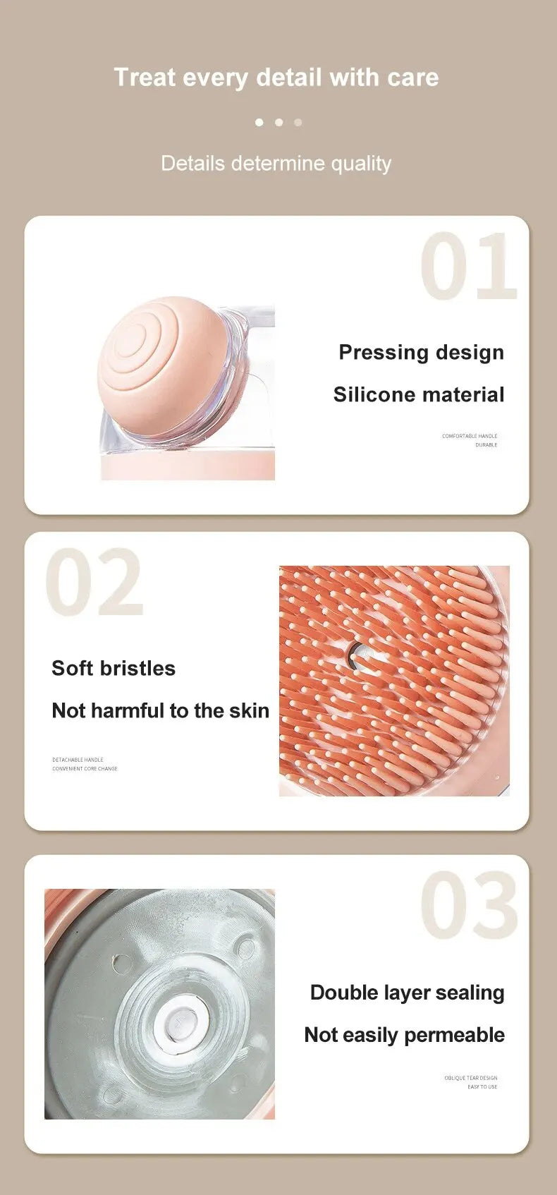 Brosse de bain en silicone souple pour animaux de compagnie avec distributeur de shampoing, massage doux pour le toilettage, les livres, la fourrure et les cheveux, 1PC