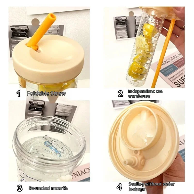 Bouteille avec diffuseur intégré - Gourde avec diffuseur intégré Jaune- 500 ml