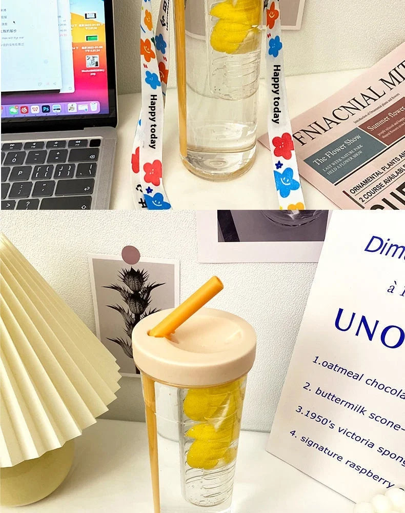 Bouteille avec diffuseur intégré - Gourde avec diffuseur intégré Bleue- 500 ml