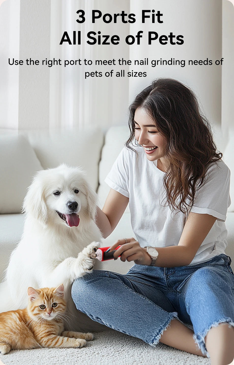 Coupe Griffe électronique pour animaux de compagnie, Rechargeable, toilettage des pattes de chien, coupe-ongles, lumière LED, 7 vitesses réglables, griffe de chat